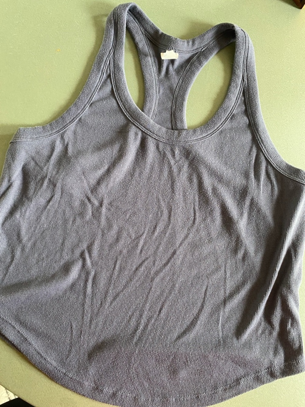 Women's Ribbed Racerback Tank Top - Blue/Gray & Rust - Picture 7 of 8